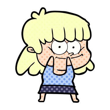 vektör çizim karikatür gülümseyen kadın