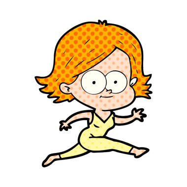 mutlu çizgi film kız vektör çizim