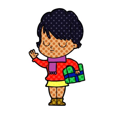 Çizgi filmdeki kadının vektör çizimi