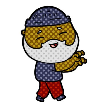 Çizgi film mutlu sakallı adam