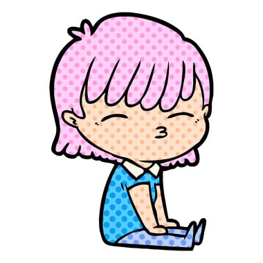 Çizgi filmdeki kadının vektör çizimi