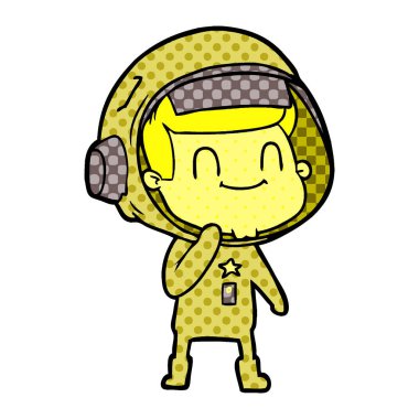 mutlu karikatür astronot vektör çizim