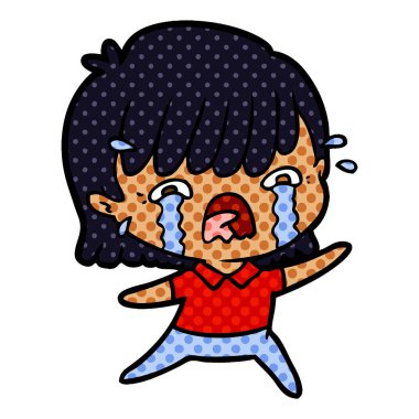 vektör çizim karikatür kız ağlıyor