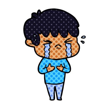 vektör çizim karikatür çocuk ağlıyor