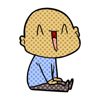 mutlu karikatür kel adam