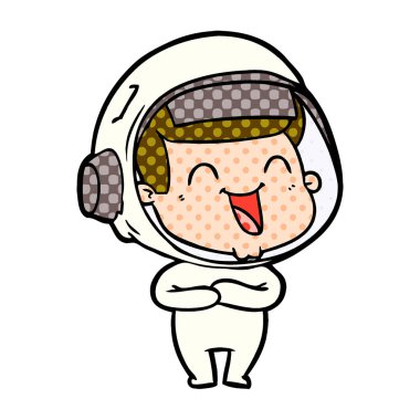 mutlu karikatür astronot vektör çizim