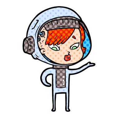 vektör çizim karikatür astronot kadın