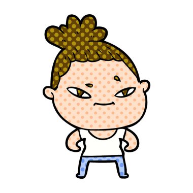 Çizgi filmdeki kadının vektör çizimi