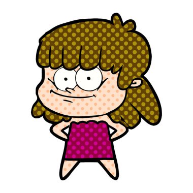 vektör çizim karikatür gülümseyen kadın