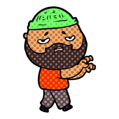 Sakallı endişeli adam çizgi film