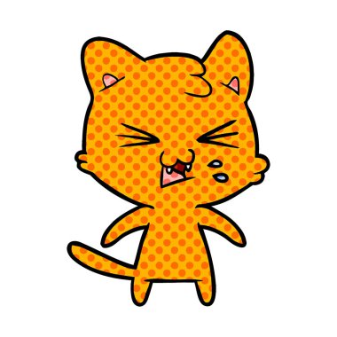 vektör çizim karikatür kedi tıslama