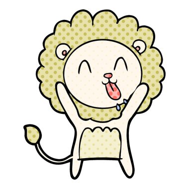 mutlu karikatür aslan vektör çizim