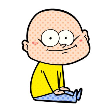 karikatür kel adam bakıyor