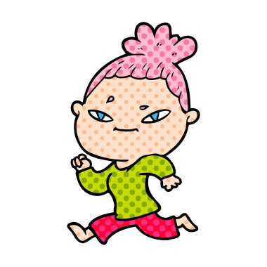 Çizgi filmdeki kadının vektör çizimi