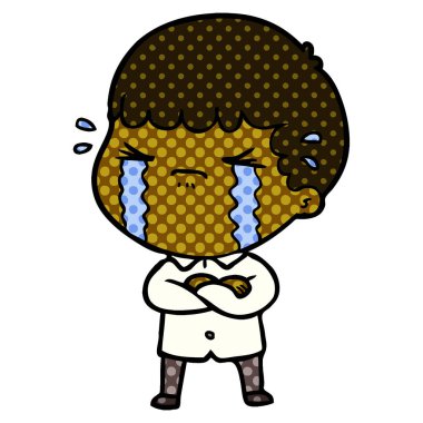 vektör çizim karikatür adam ağlıyor