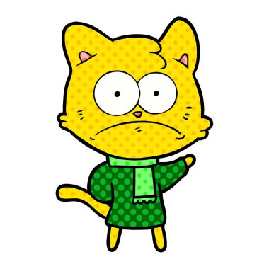 vektör çizim karikatür gergin kedi