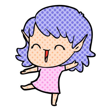 vektör çizim karikatür elf kızı