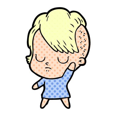 Çizgi filmdeki kadının vektör çizimi