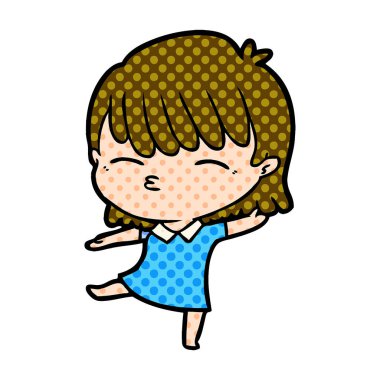 Çizgi filmdeki kadının vektör çizimi