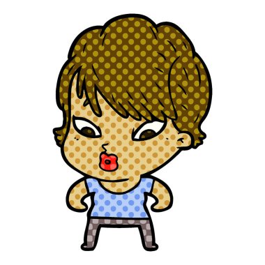 Çizgi filmdeki kadının vektör çizimi