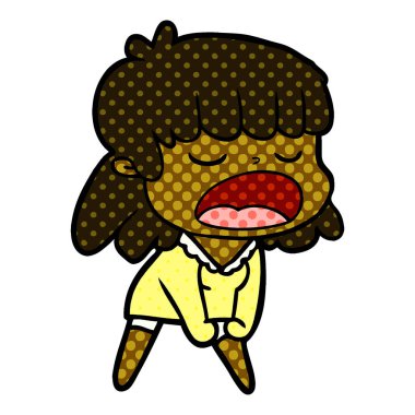 yüksek sesle konuşuyor karikatür kadın