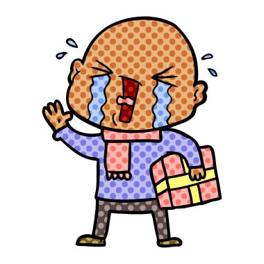 çizgi film ağlayan kel adam