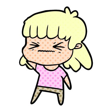 Çizgi filmdeki kadının vektör çizimi