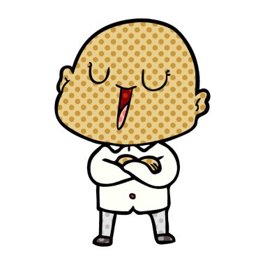 mutlu karikatür kel adam