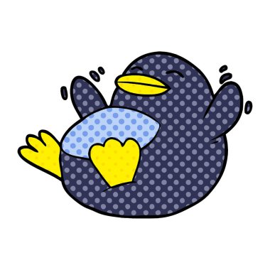 mutlu karikatür penguen vektör çizim