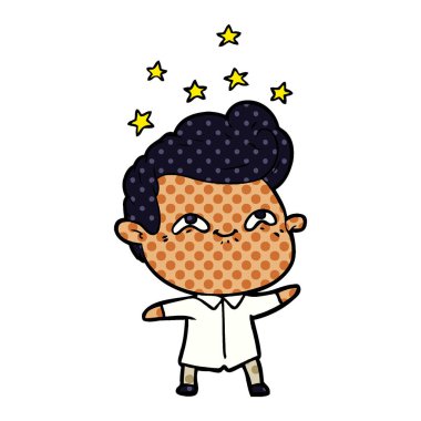 vektör çizim karikatür dostum heyecanlı