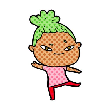 Çizgi filmdeki kadının vektör çizimi