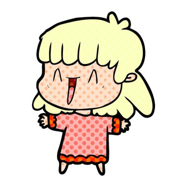 Çizgi filmdeki kadının vektör çizimi