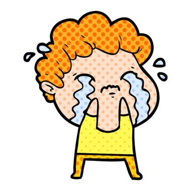 vektör çizim karikatür adam ağlıyor