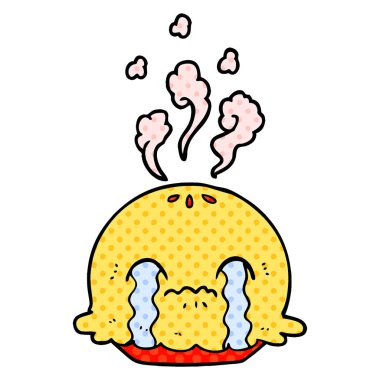 vektör çizim pasta ağlıyor çizgi film