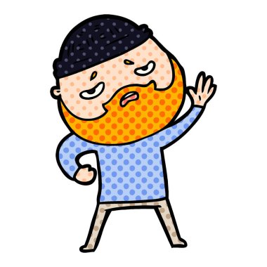 Sakallı endişeli adam çizgi film