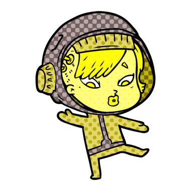 vektör çizim karikatür astronot kadın