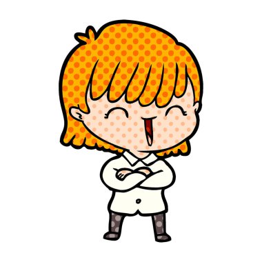 Çizgi filmdeki kadının vektör çizimi