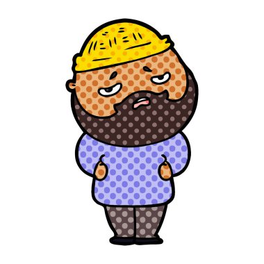 Sakallı endişeli adam çizgi film