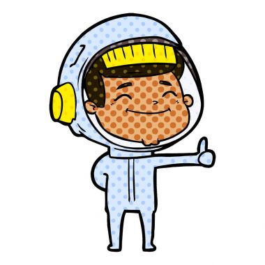 mutlu karikatür astronot vektör çizim