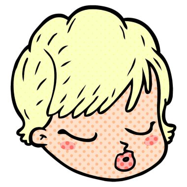 vektör çizim karikatür kadın yüzü