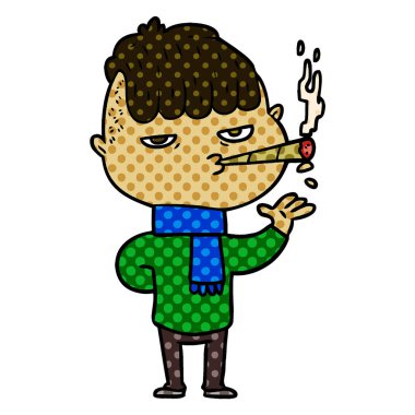 vektör çizim karikatür adam Sigara