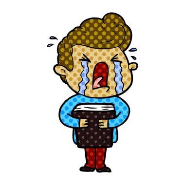 adam ağlıyor çizgi film vektör çizim