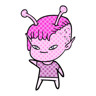 sevimli çizgi uzaylı kız