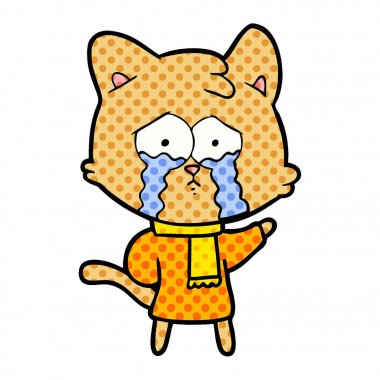 vektör çizim karikatür ağlayan kedi