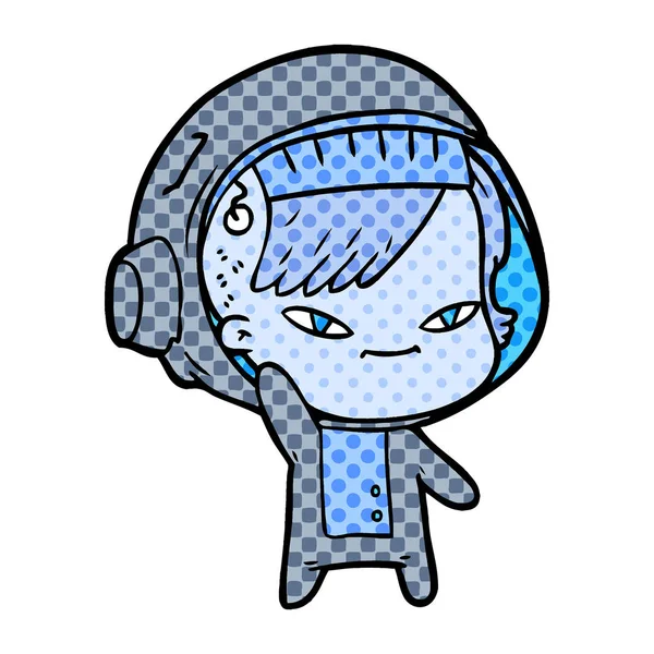 Vektorillustration Tecknad Astronaut Kvinna — Stock vektor