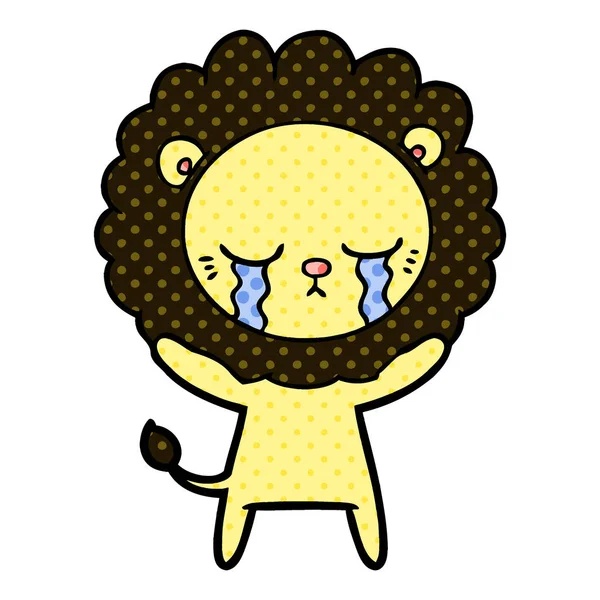 卡通狮子哭泣的矢量插图 — 图库矢量图片