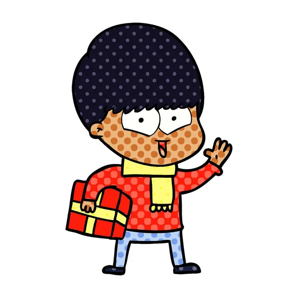 Vektorillustration Cartoon Happy Boy — Stock vektor