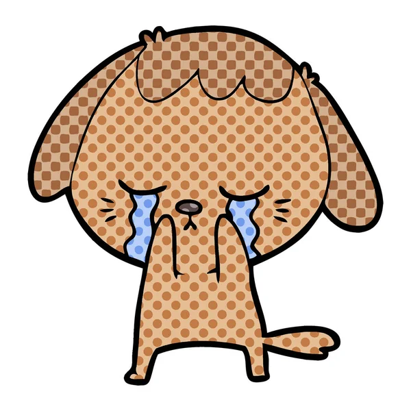 Lindo Cachorro Llorando Dibujos Animados — Vector de stock