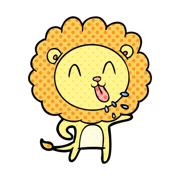 Vector Illustration Happy Cartoon Lion — Stock Vector