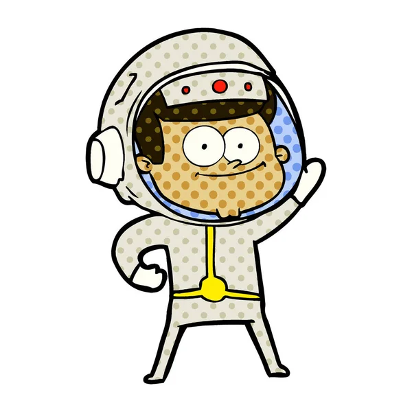 Ilustración Vectorial Dibujos Animados Astronauta Feliz — Archivo Imágenes Vectoriales